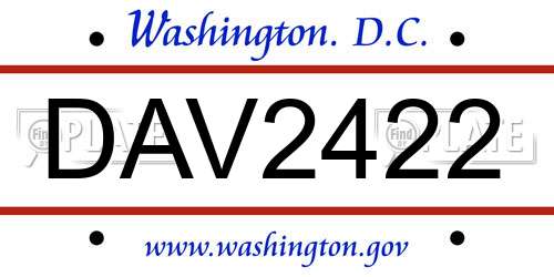 DAV2422 District Of Columbia License Plate