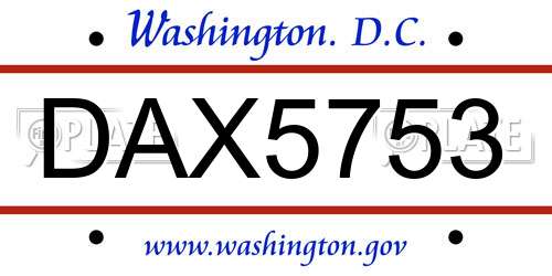 DAX5753 District Of Columbia License Plate