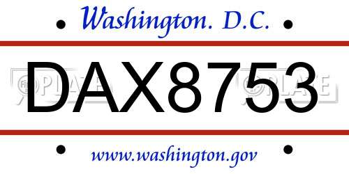 DAX8753 District Of Columbia License Plate