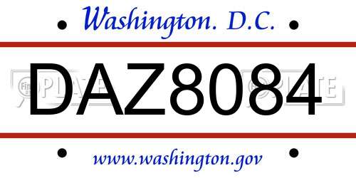 DAZ8084 District Of Columbia License Plate