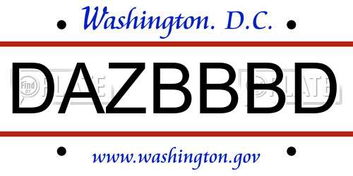 DAZBBBD District Of Columbia License Plate
