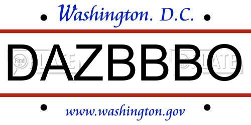 DAZBBBO District Of Columbia License Plate