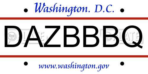 DAZBBBQ District Of Columbia License Plate