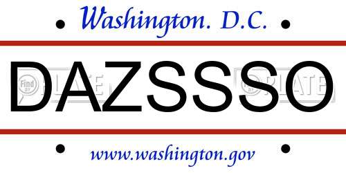 DAZSSSO District Of Columbia License Plate