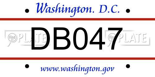DB047 District Of Columbia License Plate