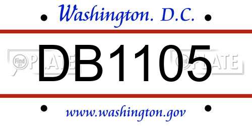 DB1105 District Of Columbia License Plate