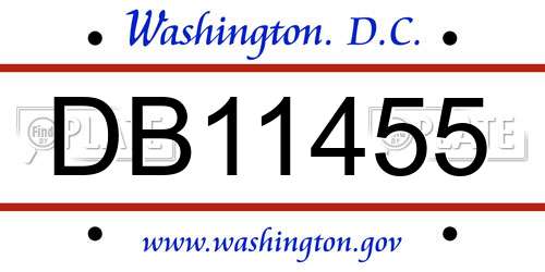 DB11455 District Of Columbia License Plate