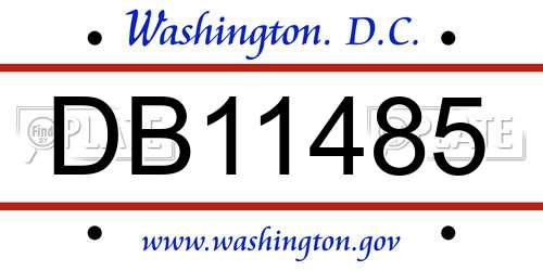 DB11485 District Of Columbia License Plate