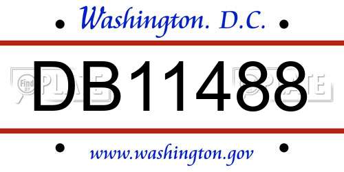 DB11488 District Of Columbia License Plate