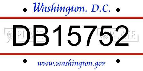 DB15752 District Of Columbia License Plate