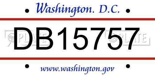 DB15757 District Of Columbia License Plate