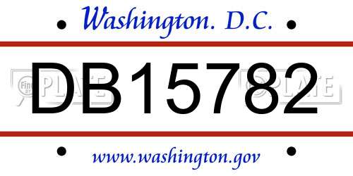 DB15782 District Of Columbia License Plate