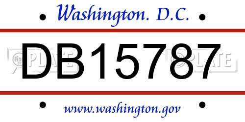 DB15787 District Of Columbia License Plate