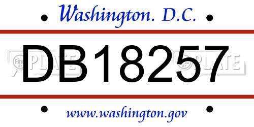 DB18257 District Of Columbia License Plate