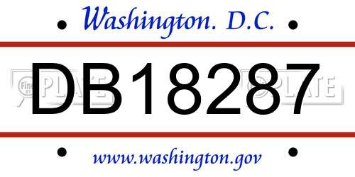 DB18287 District Of Columbia License Plate
