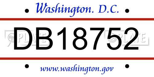 DB18752 District Of Columbia License Plate