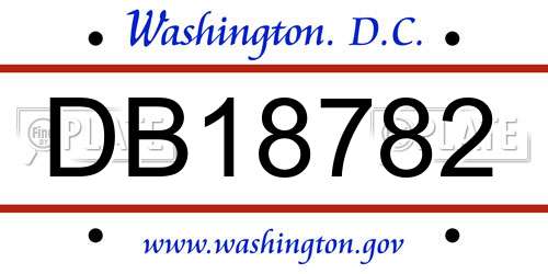 DB18782 District Of Columbia License Plate