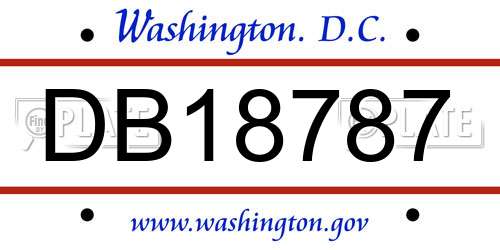 DB18787 District Of Columbia License Plate