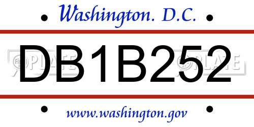 DB1B252 District Of Columbia License Plate
