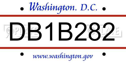 DB1B282 District Of Columbia License Plate