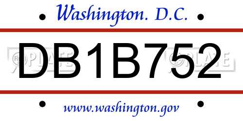 DB1B752 District Of Columbia License Plate