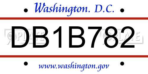 DB1B782 District Of Columbia License Plate