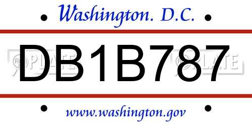DB1B787 District Of Columbia License Plate