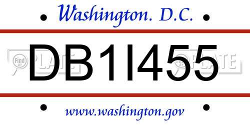 DB1I455 District Of Columbia License Plate