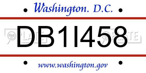 DB1I458 District Of Columbia License Plate