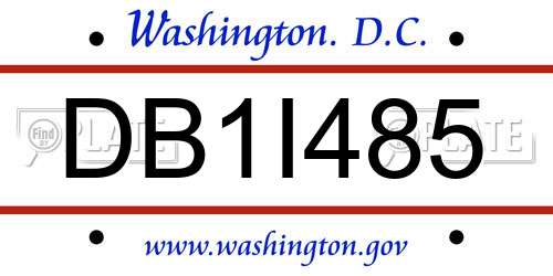 DB1I485 District Of Columbia License Plate