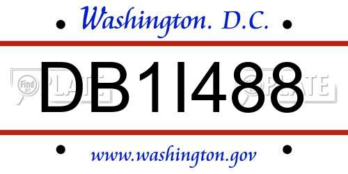DB1I488 District Of Columbia License Plate