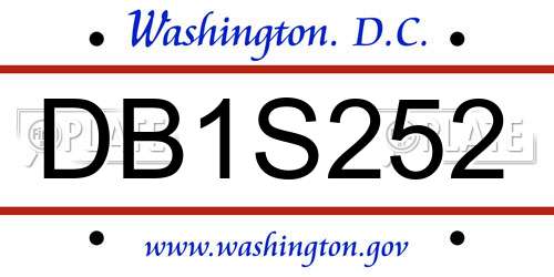 DB1S252 District Of Columbia License Plate