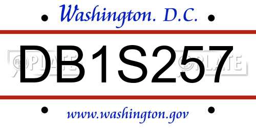 DB1S257 District Of Columbia License Plate