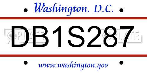 DB1S287 District Of Columbia License Plate