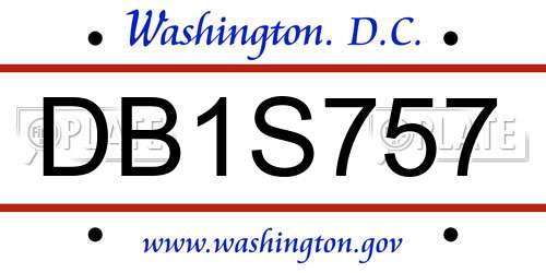 DB1S757 District Of Columbia License Plate