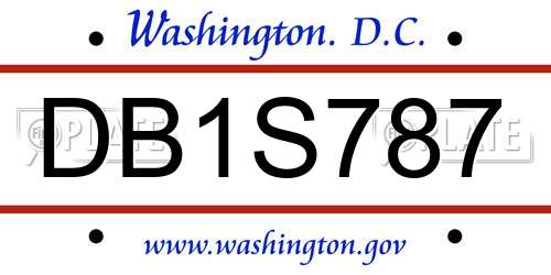 DB1S787 District Of Columbia License Plate
