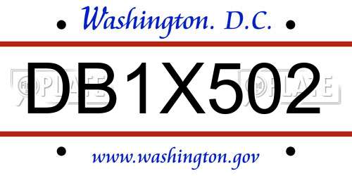 DB1X502 District Of Columbia License Plate