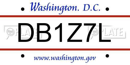 DB1Z7L District Of Columbia License Plate