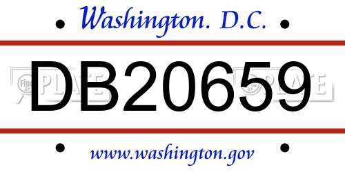 DB20659 District Of Columbia License Plate