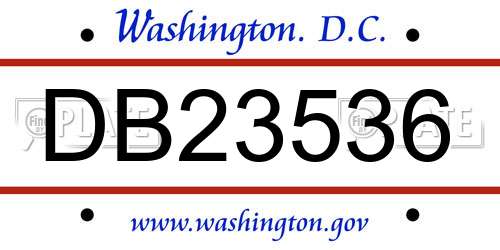 DB23536 District Of Columbia License Plate