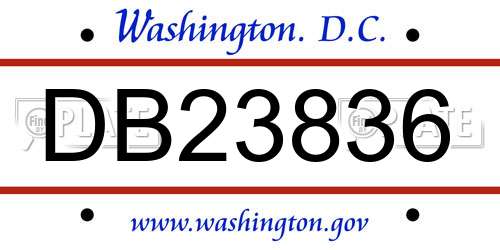 DB23836 District Of Columbia License Plate