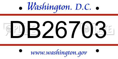 DB26703 District Of Columbia License Plate