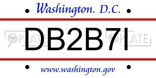 DB2B7I District Of Columbia License Plate