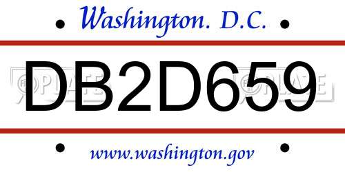 DB2D659 District Of Columbia License Plate