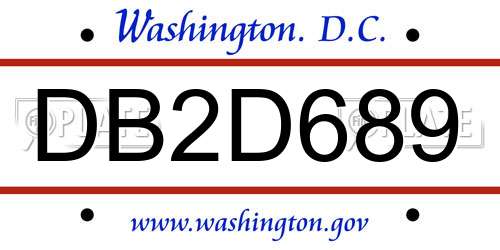 DB2D689 District Of Columbia License Plate