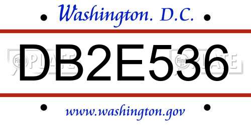 DB2E536 District Of Columbia License Plate