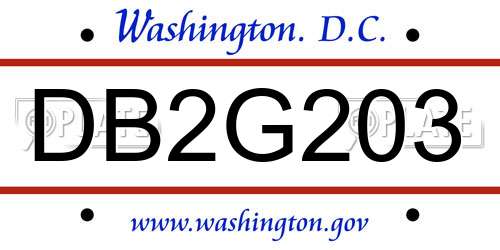 DB2G203 District Of Columbia License Plate