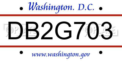DB2G703 District Of Columbia License Plate