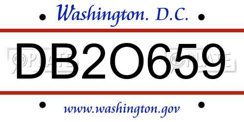 DB2O659 District Of Columbia License Plate