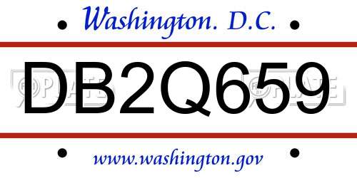 DB2Q659 District Of Columbia License Plate